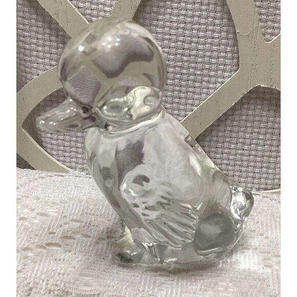 Clear Art Glass Duckling Paperweight Farm Decor Figure Fenton Style Unmarked - Picture 1 of 13